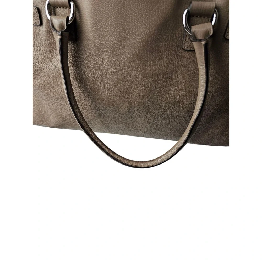 Michael Kors Hamilton Taupe Pebble Leather Satchel Bag with‎ Scarf Accent